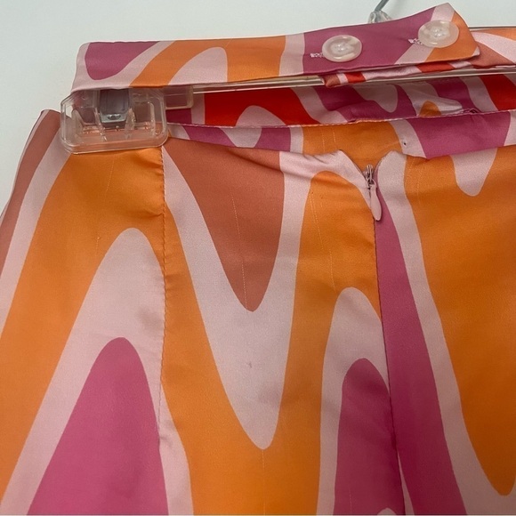 Princess Polly Aurora Orange Pink Retro Swirl Coord 2 Piece Top + Skirt Set 0 - Picture 13 of 13